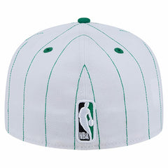 White Boston Celtics Wordmark Pinstripe 59FIFTY Fitted Hat | NBA