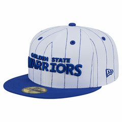 White Golden State Warriors Wordmark Pinstripe 59FIFTY Fitted Hat sale | NBA