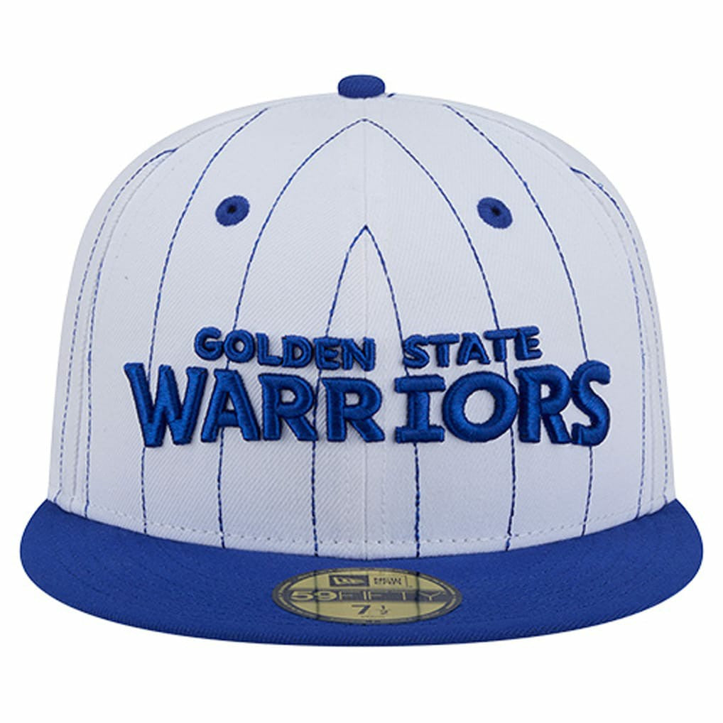 White Golden State Warriors Wordmark Pinstripe 59FIFTY Fitted Hat sale | NBA