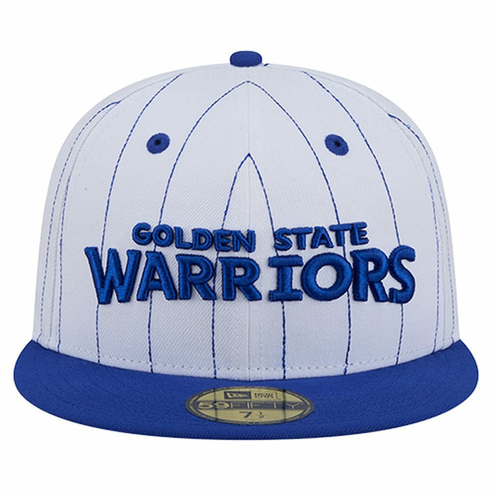 White Golden State Warriors Wordmark Pinstripe 59FIFTY Fitted Hat sale | NBA