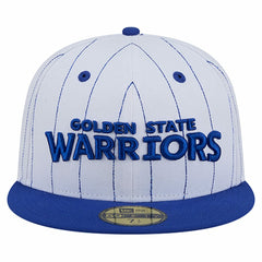 White Golden State Warriors Wordmark Pinstripe 59FIFTY Fitted Hat sale | NBA