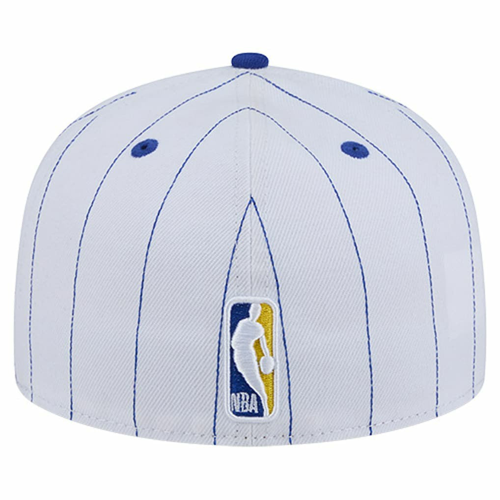 White Golden State Warriors Wordmark Pinstripe 59FIFTY Fitted Hat sale | NBA