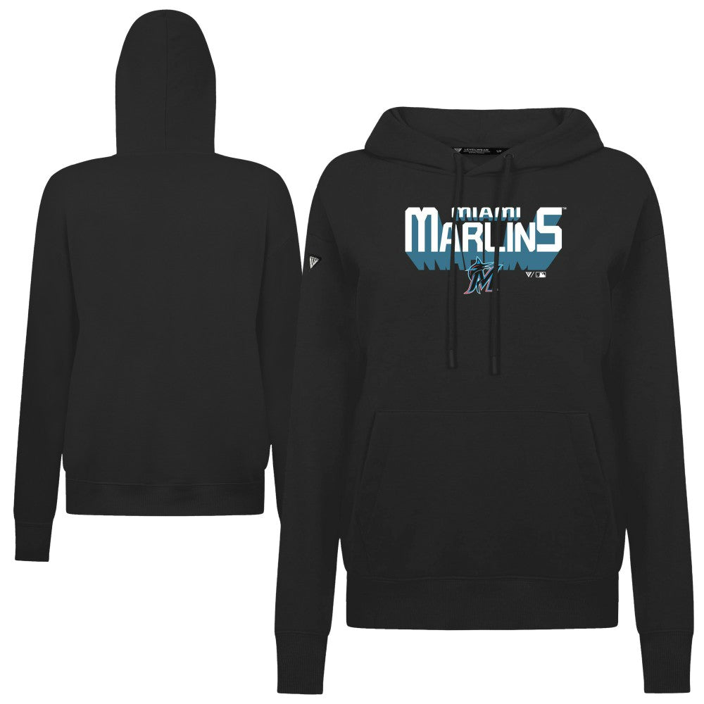 Miami Marlins Levelwear Women's Adorn Retro 3D Pullover Hoodie - MLB Hoodies