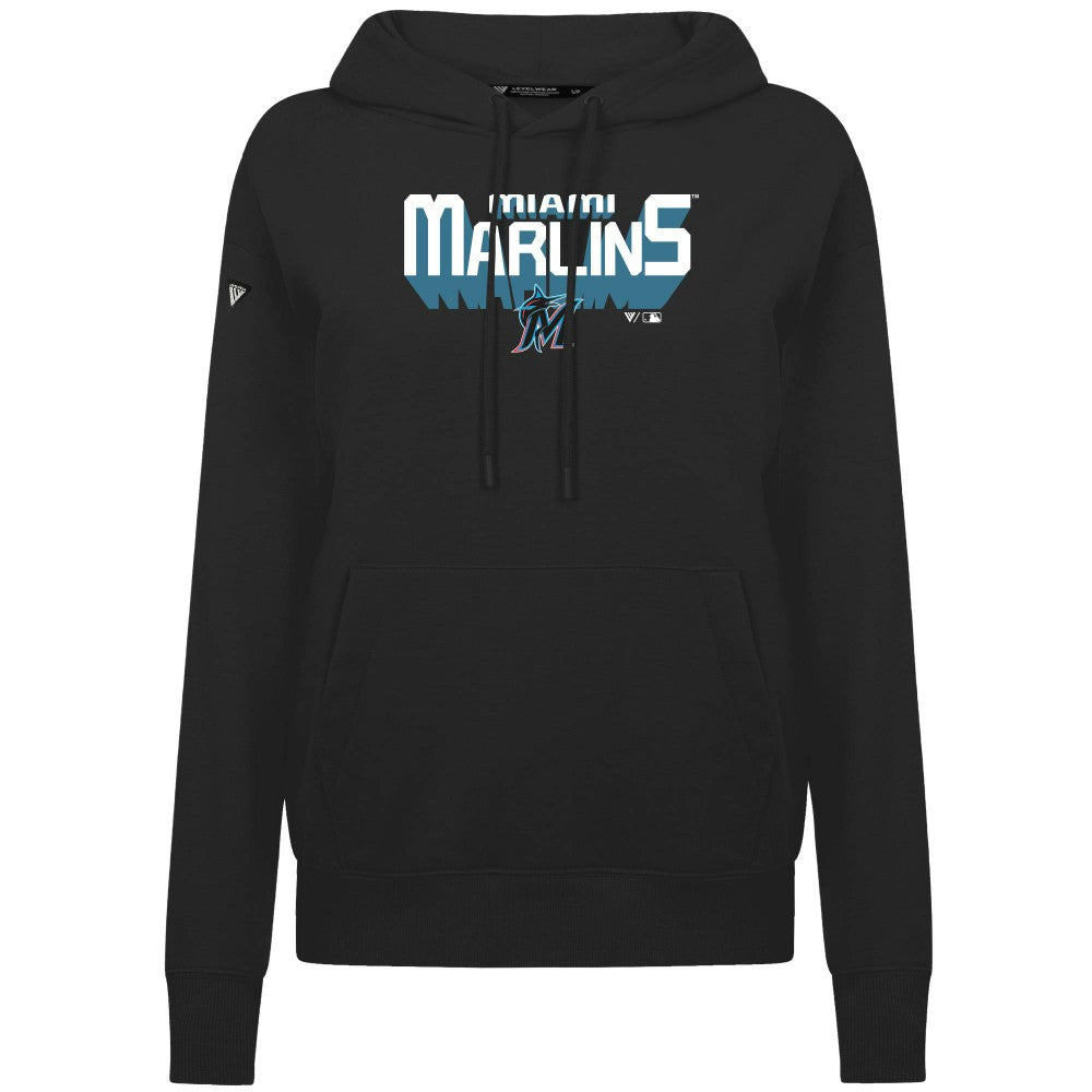 Miami Marlins Levelwear Women's Adorn Retro 3D Pullover Hoodie - MLB Hoodies