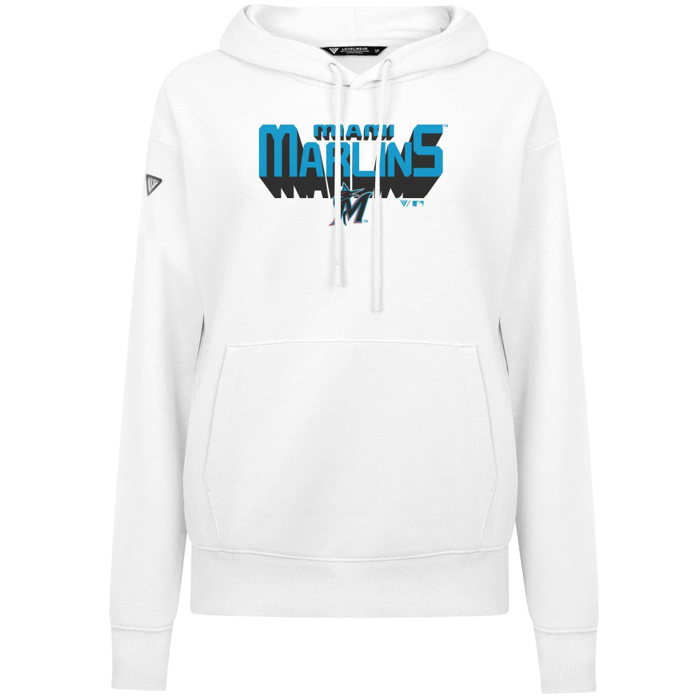 Miami Marlins Levelwear Women's Adorn Retro 3D Pullover Hoodie - MLB Hoodies