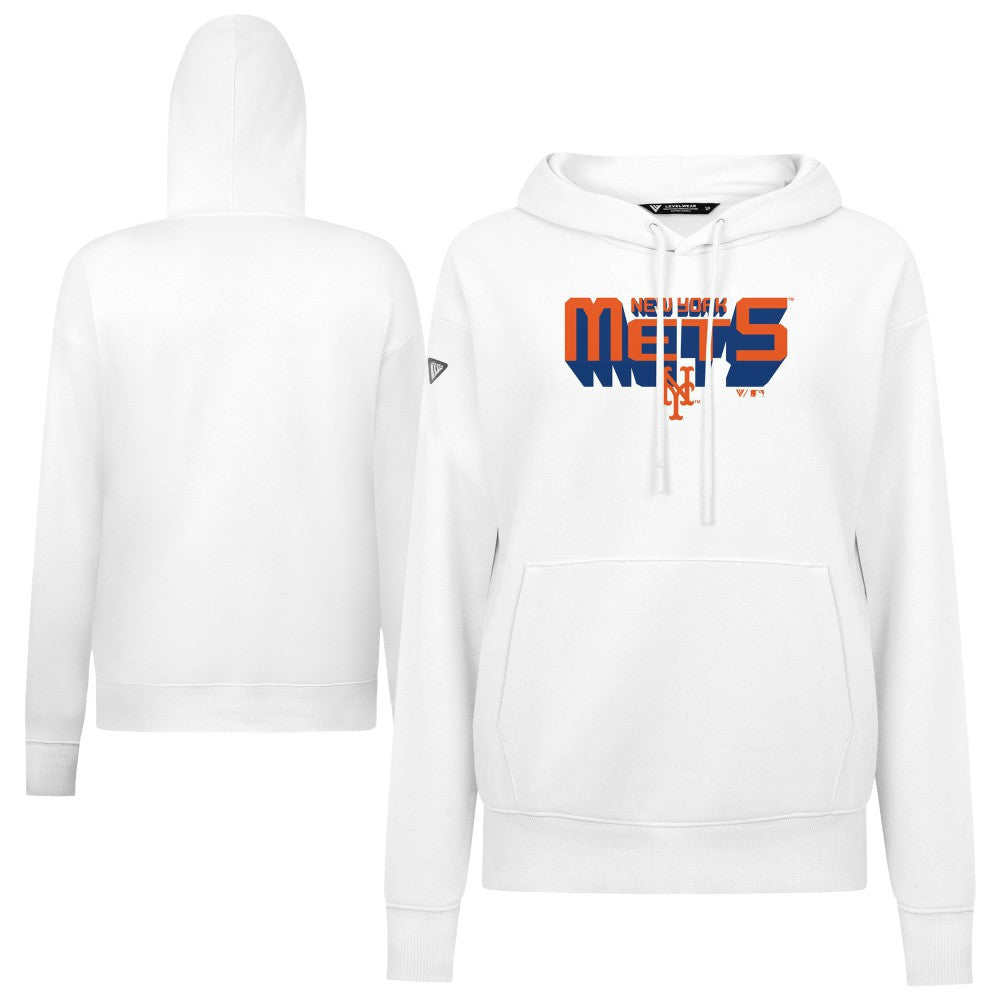 New York Mets Levelwear Women's Adorn Retro 3D Pullover Hoodie - MLB Hoodies