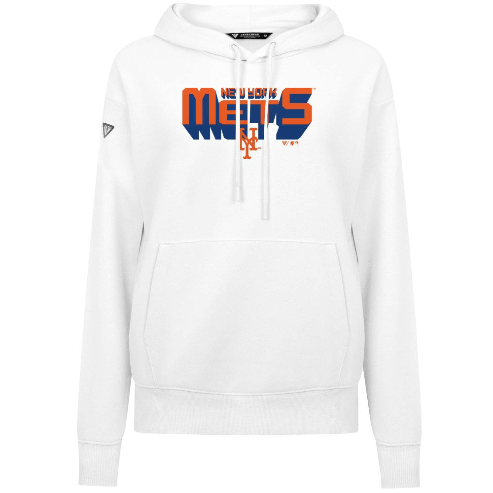 New York Mets Levelwear Women's Adorn Retro 3D Pullover Hoodie - MLB Hoodies