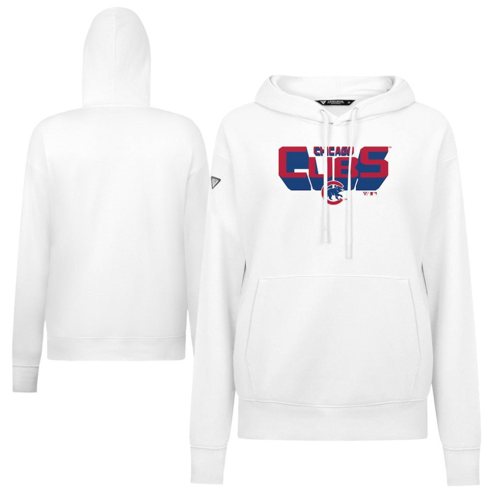 Chicago Cubs Levelwear Women's Adorn Retro 3D Pullover Hoodie - MLB Hoodies
