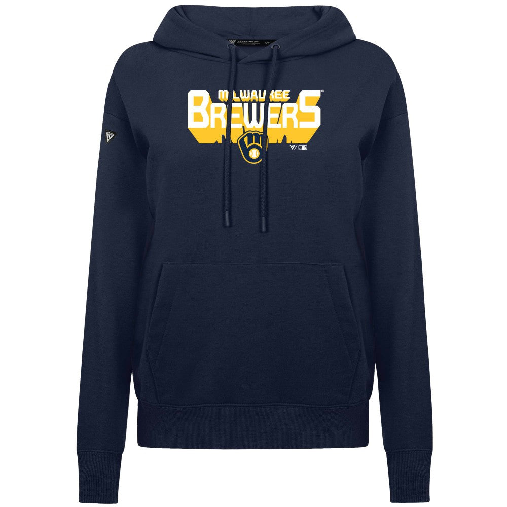 Milwaukee Brewers Levelwear Women's Adorn Retro 3D Pullover Hoodie - MLB Hoodies