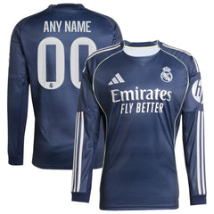 Real Madrid 2025/26 Away Long Sleeve Replica Custom Jersey