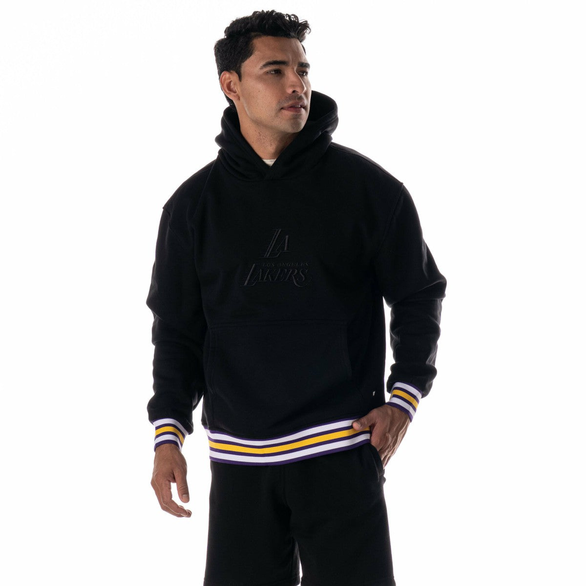 Black Los Angeles Lakers The Wild Collective Unisex Custom Rib Tonal Premium Hoodie | NBA