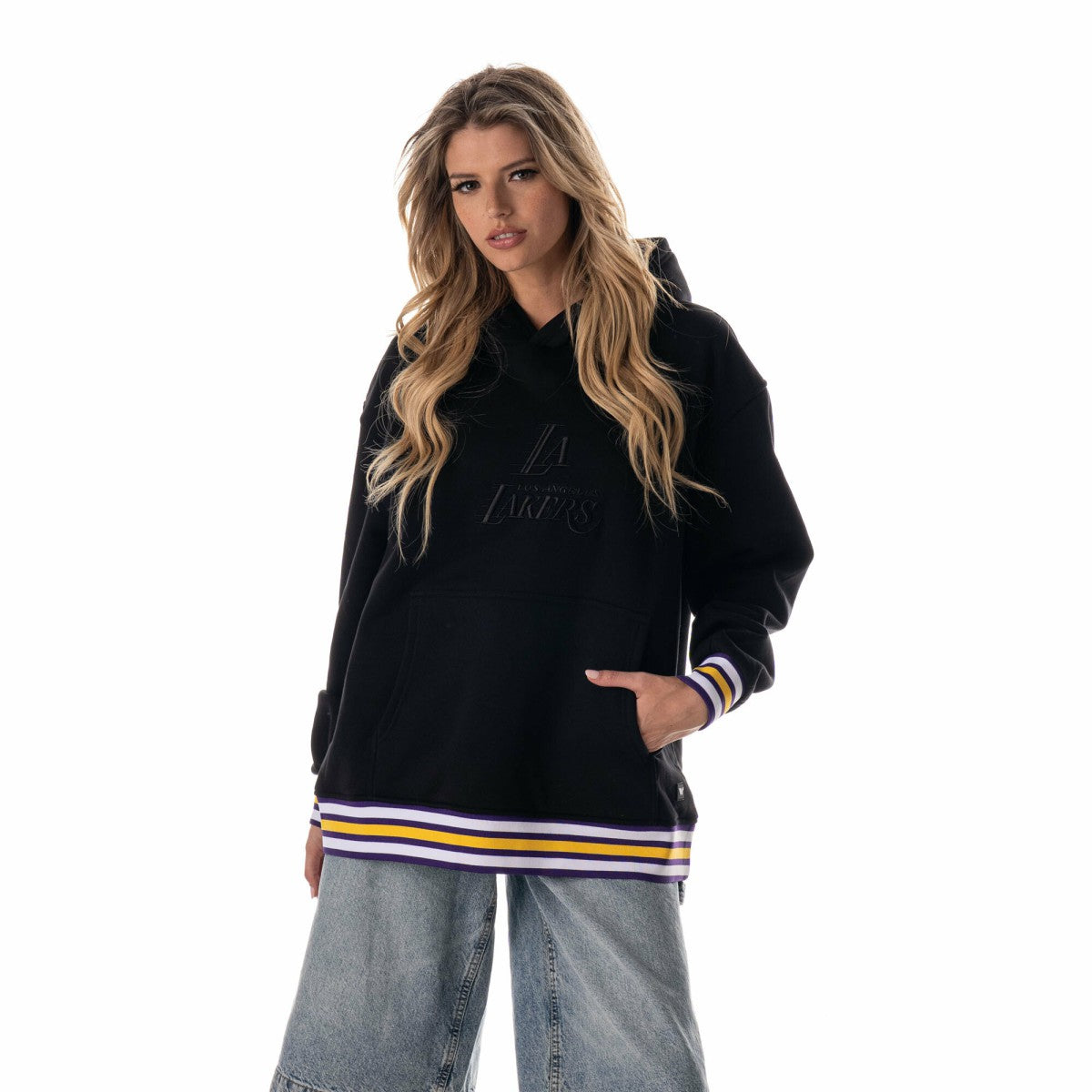 Black Los Angeles Lakers The Wild Collective Unisex Custom Rib Tonal Premium Hoodie | NBA