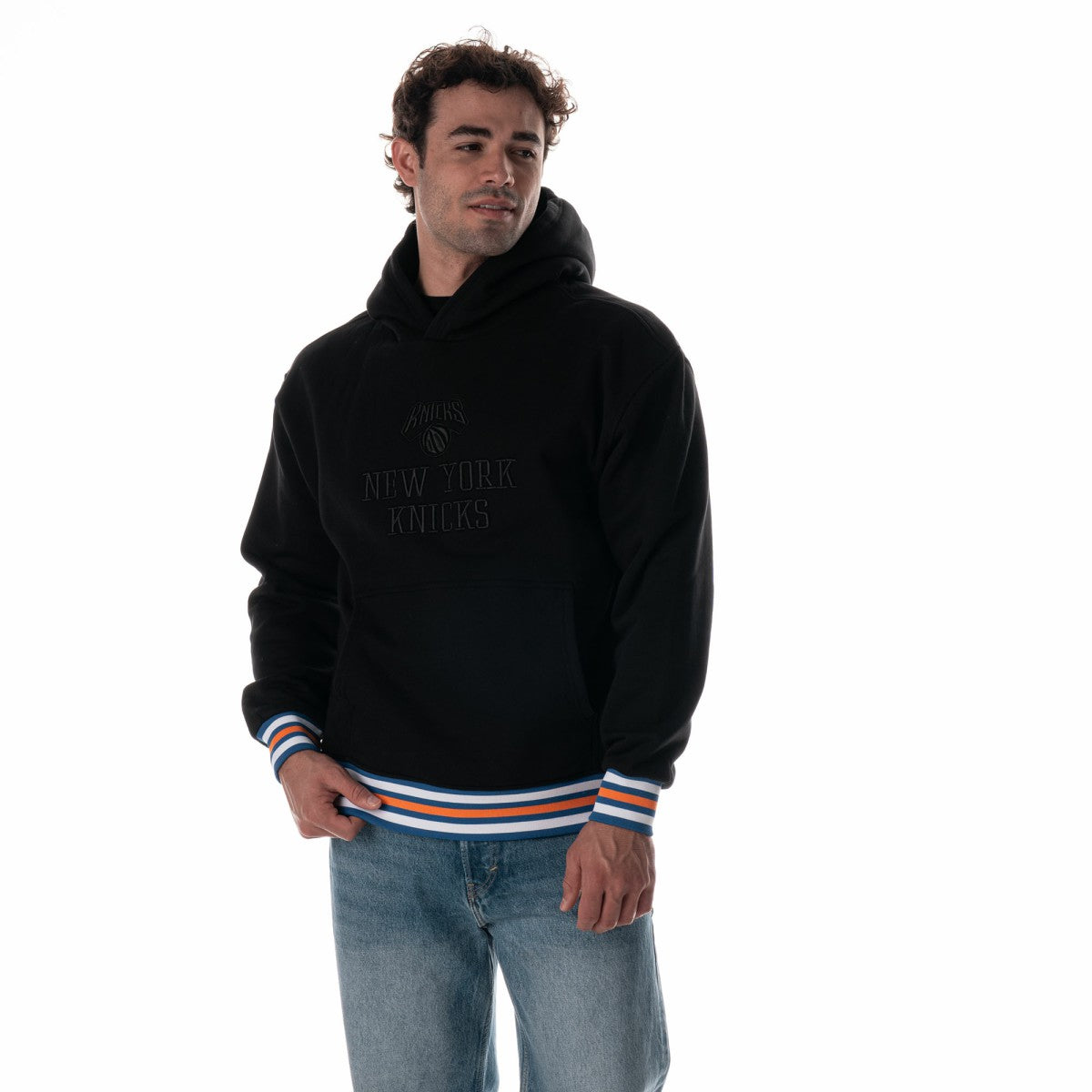 Black New York Knicks The Wild Collective Unisex Custom Rib Tonal Premium Hoodie | NBA