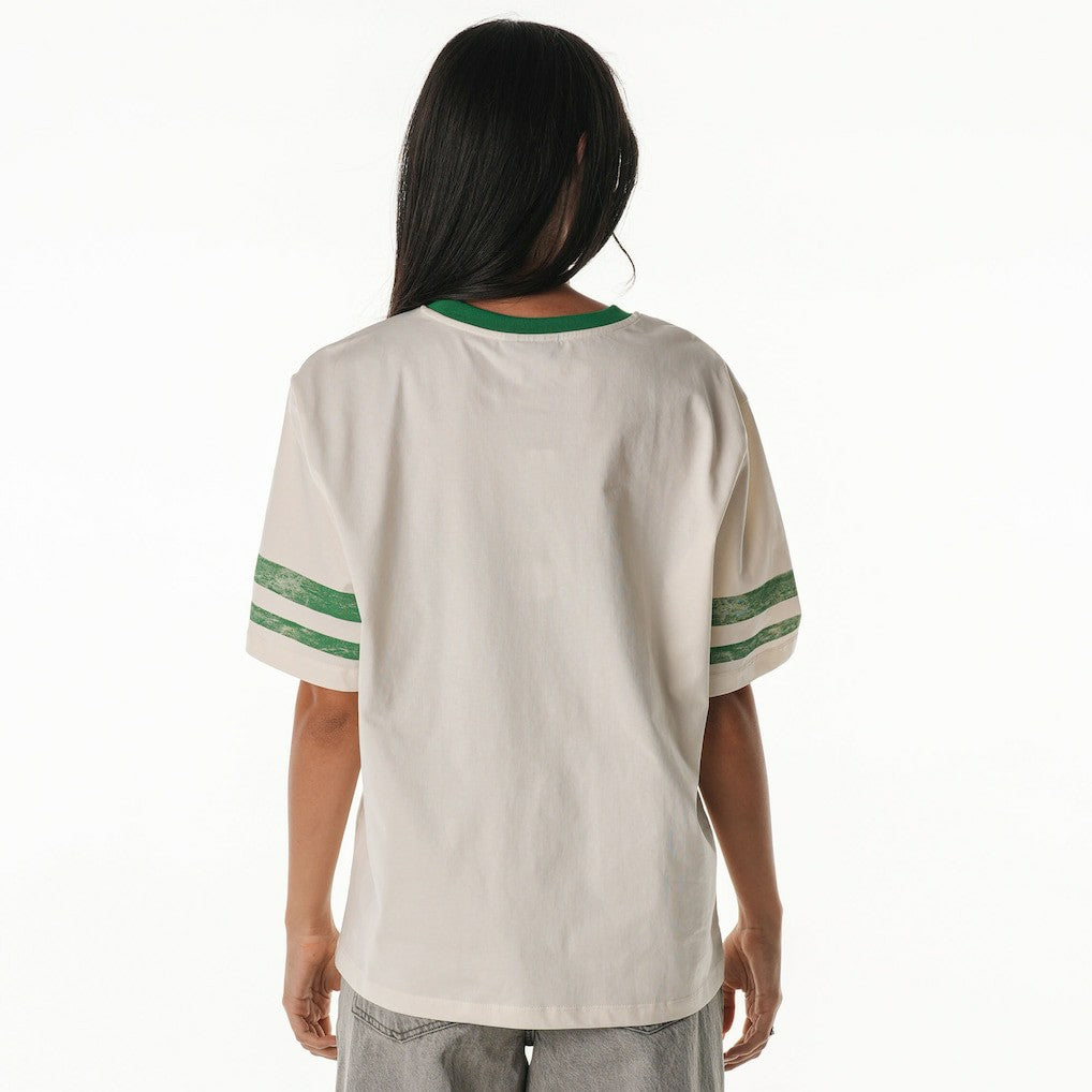Cream Boston Celtics The Wild Collective Women's Vintage Drop Shoulder Oversized Boyfriend T-Shirt | NBA