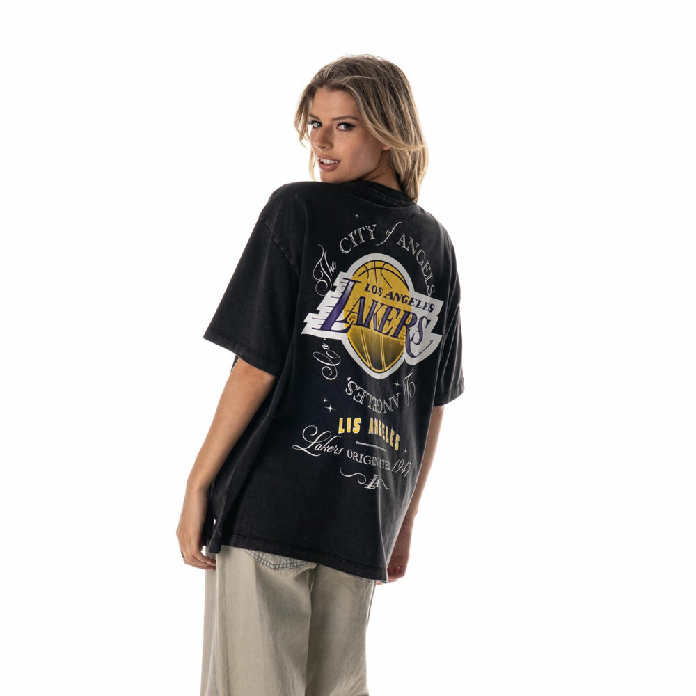 Black Los Angeles Lakers The Wild Collective Unisex Oversized Streetwear T-Shirt | NBA