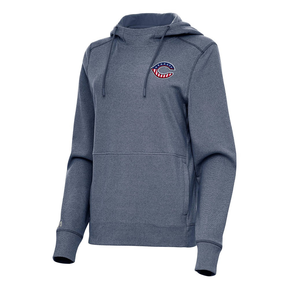 Cincinnati Reds Antigua Women's Justice Stars and Stripes Team Logo Pullover Hoodie - MLB Hoodies