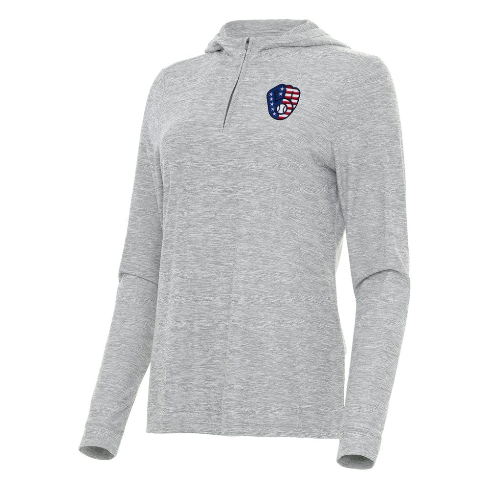 Milwaukee Brewers Antigua Women's Daybreak Quarter-Zip Hoodie - MLB Hoodies