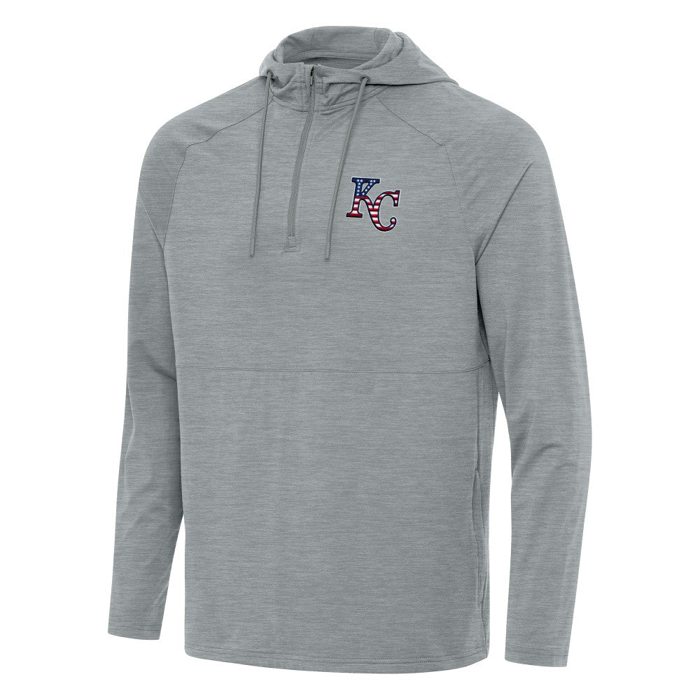 Kansas City Royals Antigua Spikes Stars and Stripes Team Logo Quarter-Zip Pullover Hoodie - MLB Hoodies