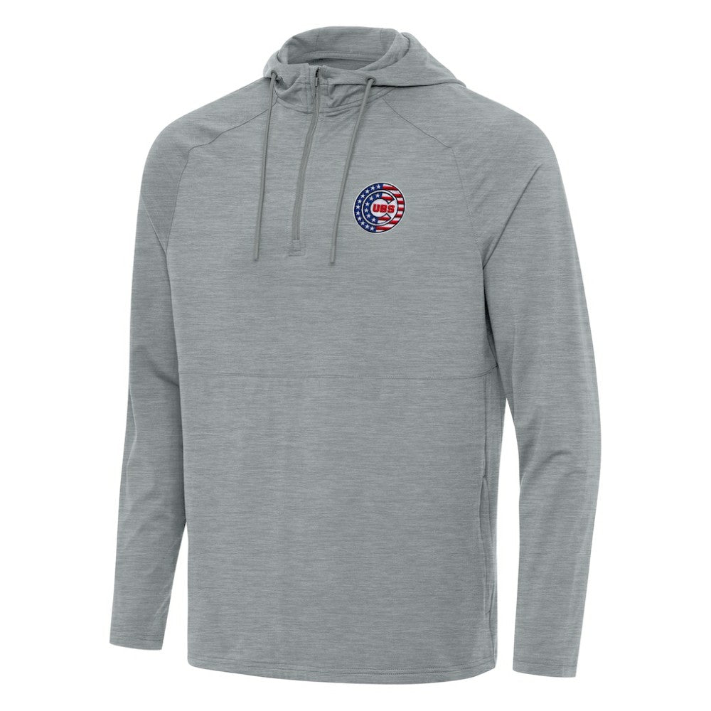 Chicago Cubs Antigua Spikes Stars and Stripes Team Logo Quarter-Zip Pullover Hoodie - MLB Hoodies