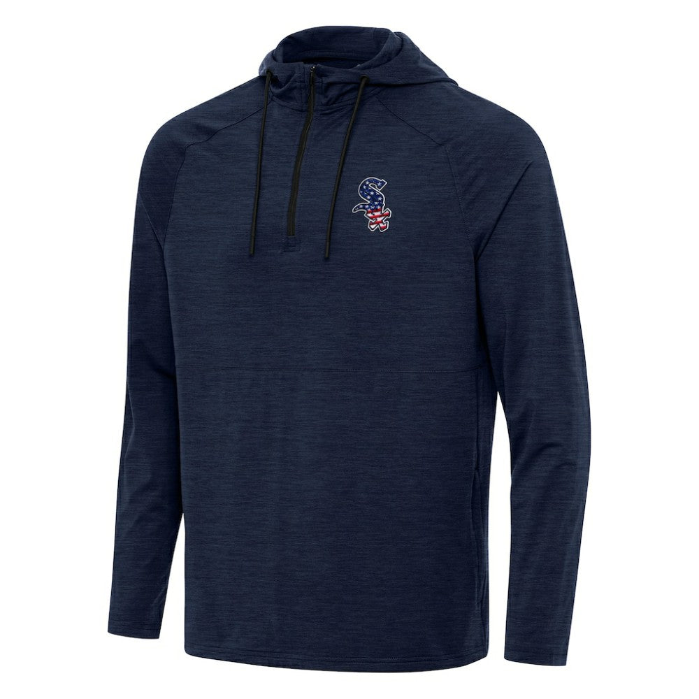 Chicago White Sox Antigua Spikes Stars and Stripes Team Logo Quarter-Zip Pullover Hoodie - MLB Hoodies
