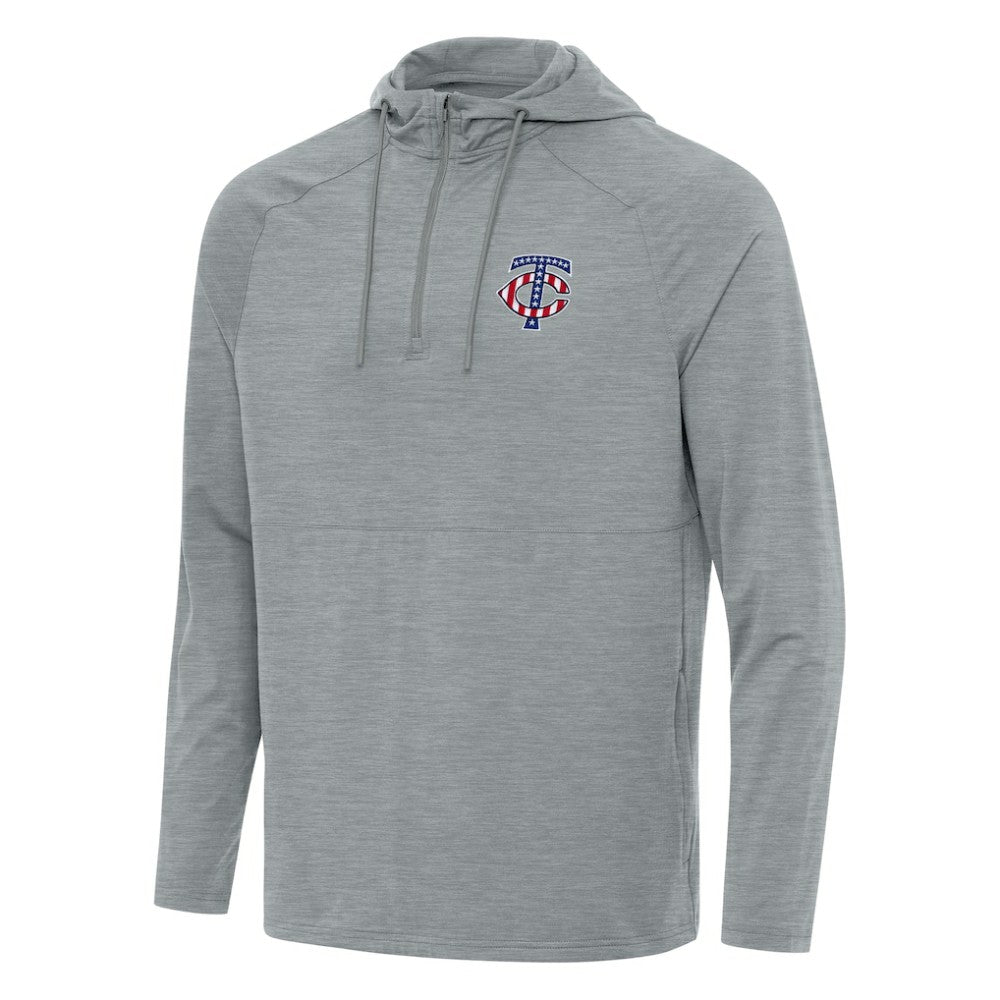 Minnesota Twins Antigua Spikes Stars and Stripes Team Logo Quarter-Zip Pullover Hoodie - MLB Hoodies