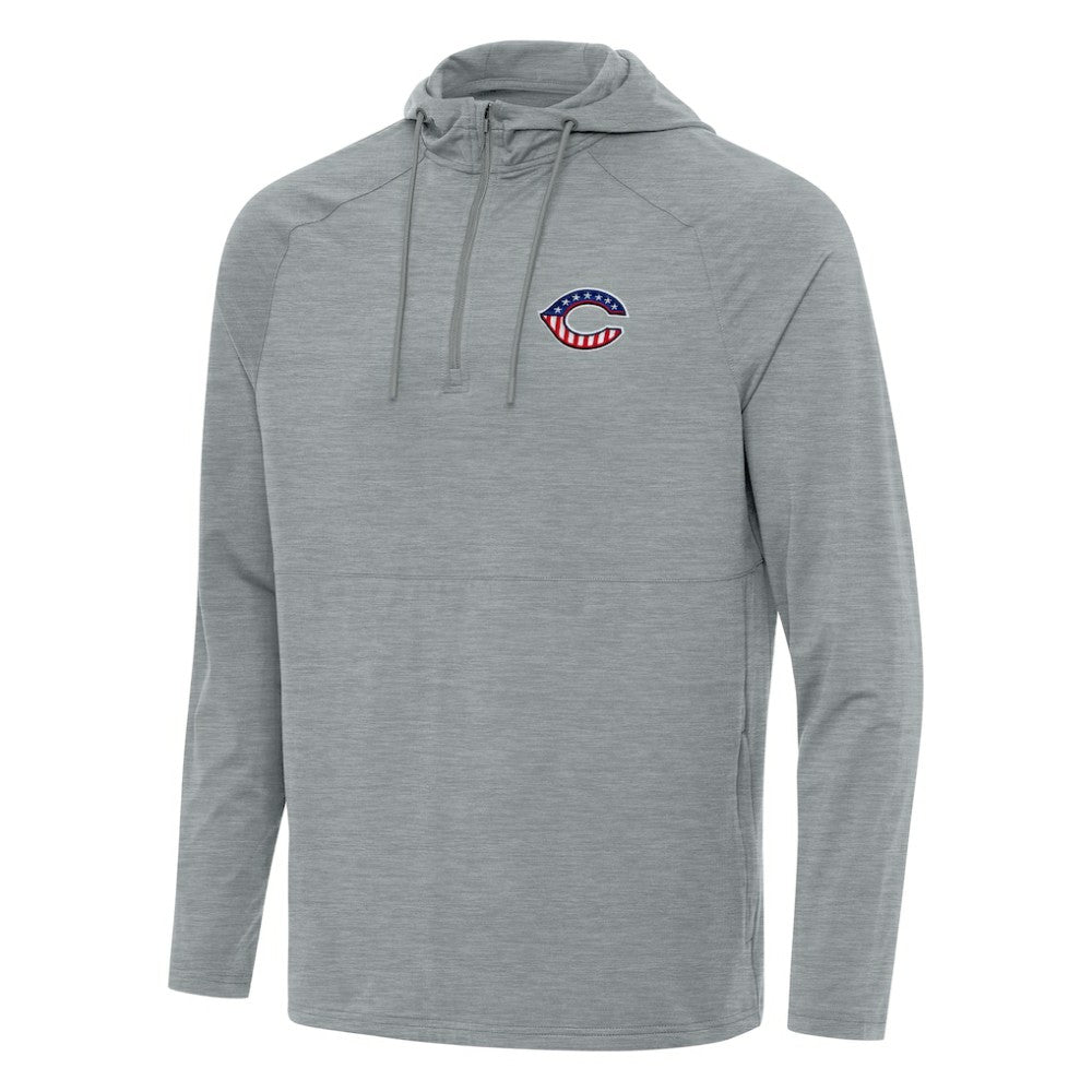 Cincinnati Reds Antigua Spikes Stars and Stripes Team Logo Quarter-Zip Pullover Hoodie - MLB Hoodies