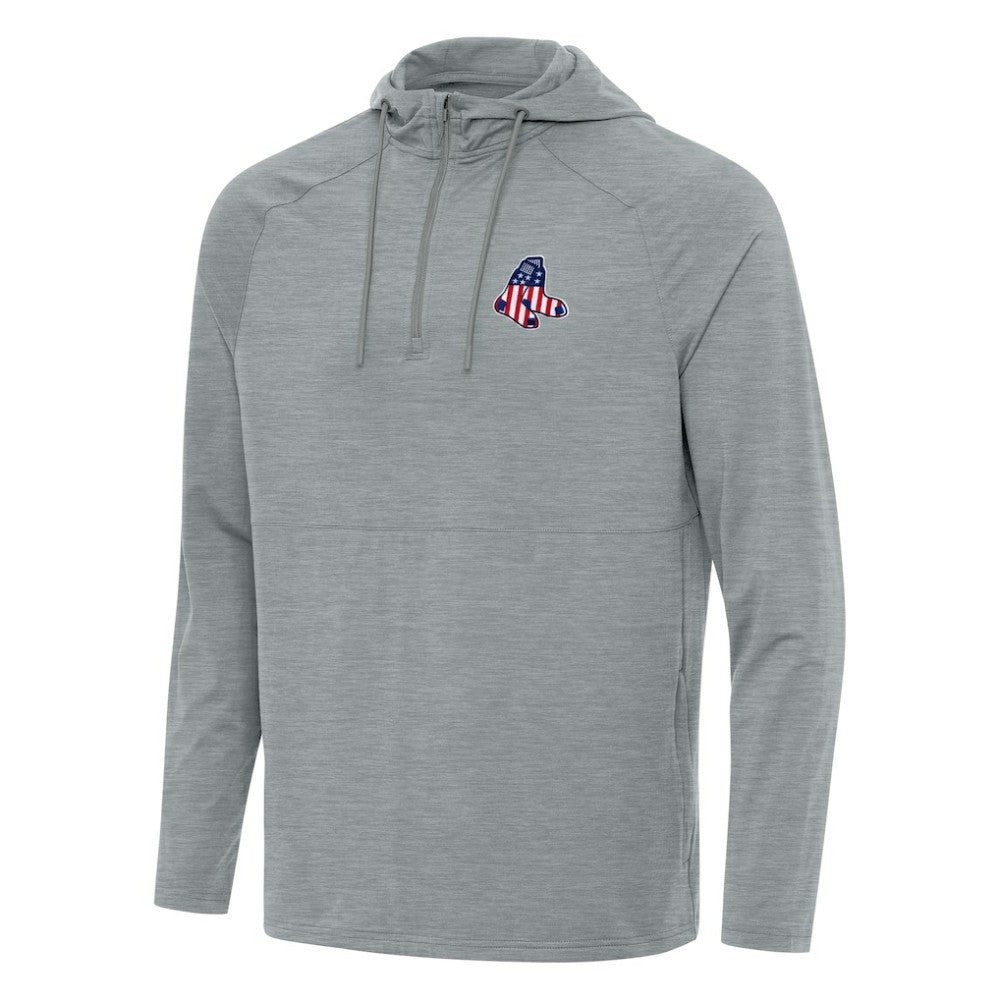 Boston Red Sox Antigua Spikes Stars and Stripes Team Logo Quarter-Zip Pullover Hoodie - MLB Hoodies