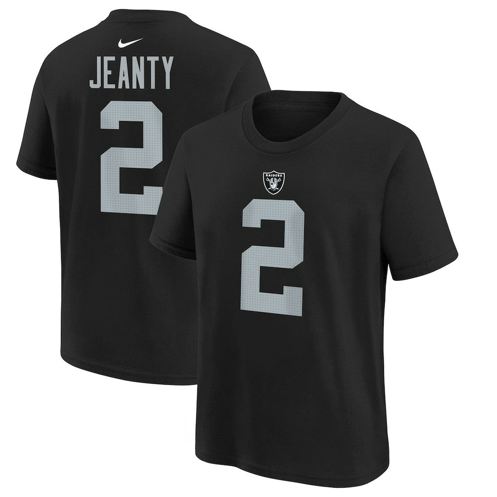 Las Vegas Raiders Ashton Jeanty  Youth 2025 NFL Draft First Round Pick Name & Number T-Shirt | NFL Sale