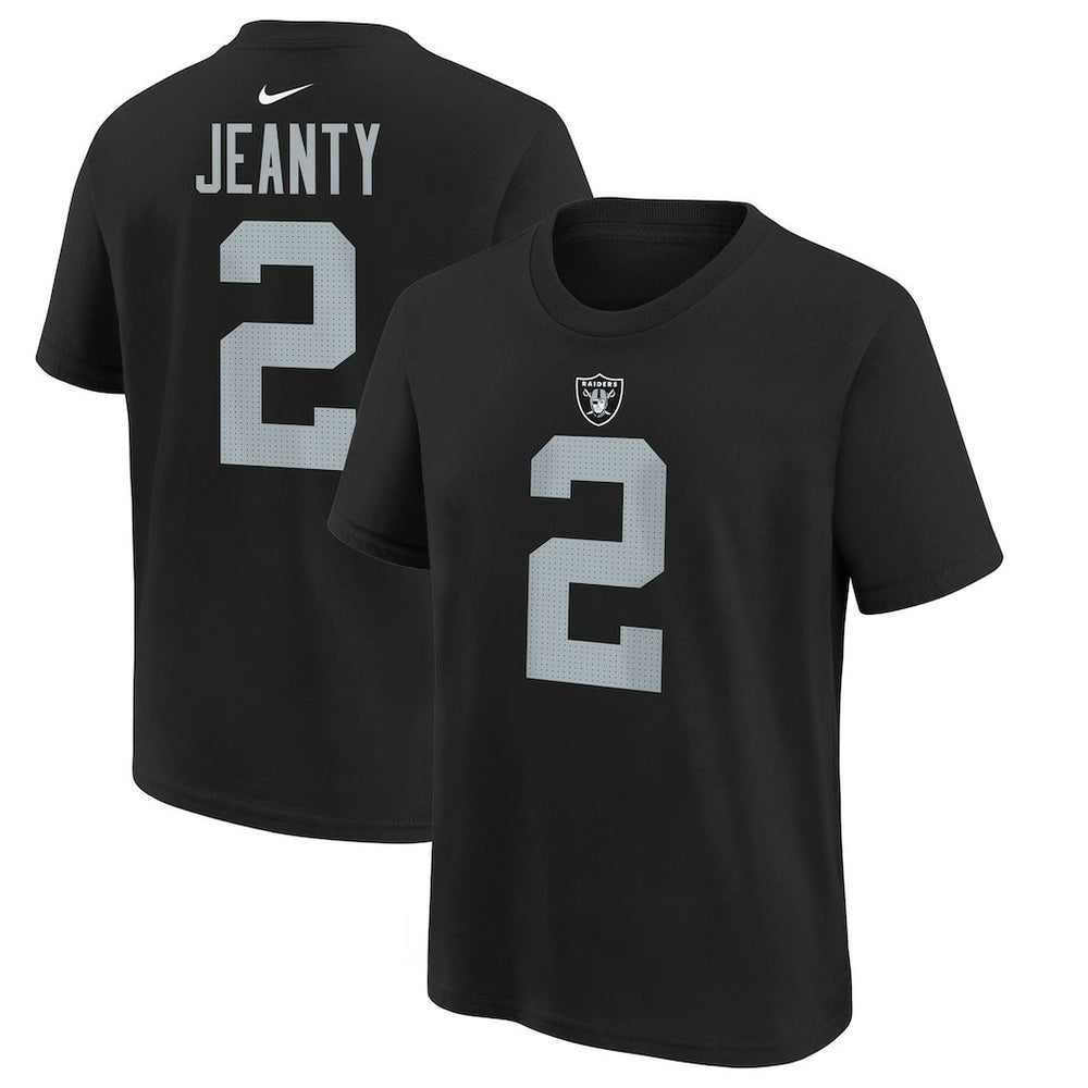 Las Vegas Raiders Ashton Jeanty  Youth 2025 NFL Draft First Round Pick Name & Number T-Shirt | NFL Sale