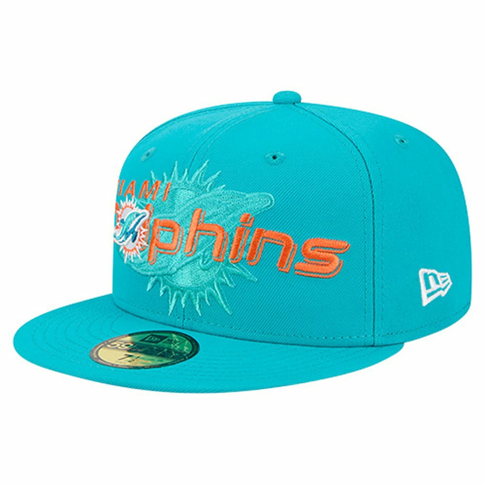 Miami Dolphins Overlap Wordmark 59FIFTY Fitted Hat | NFL Online