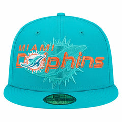 Miami Dolphins Overlap Wordmark 59FIFTY Fitted Hat | NFL Online