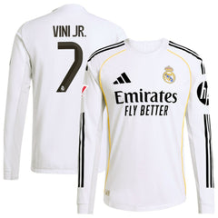 Vini Jr. Real Madrid 2025/26 Home Long Sleeve Jersey