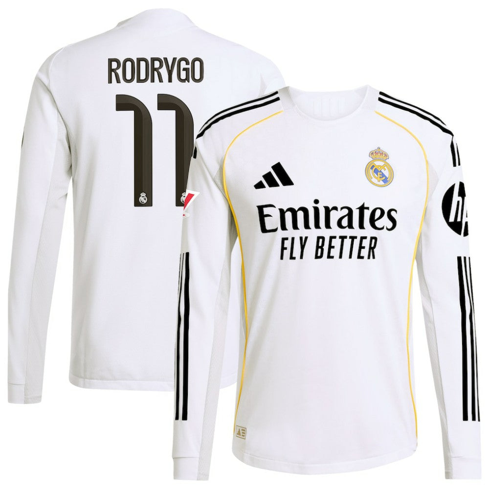 Rodrygo Real Madrid 2025/26 Home Long Sleeve Jersey