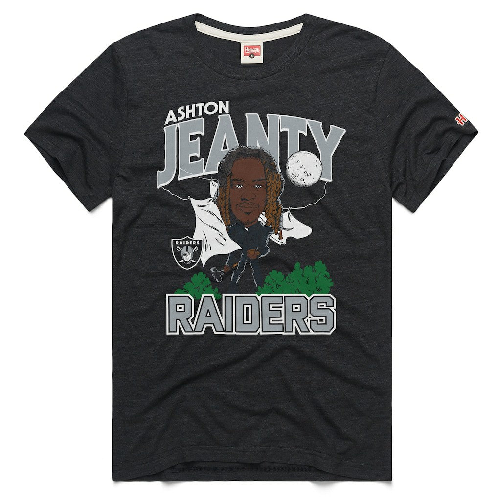 Las Vegas Raiders Ashton Jeanty  Homage Unisex Caricature Player Graphic Tri-Blend T-Shirt | NFL Near me