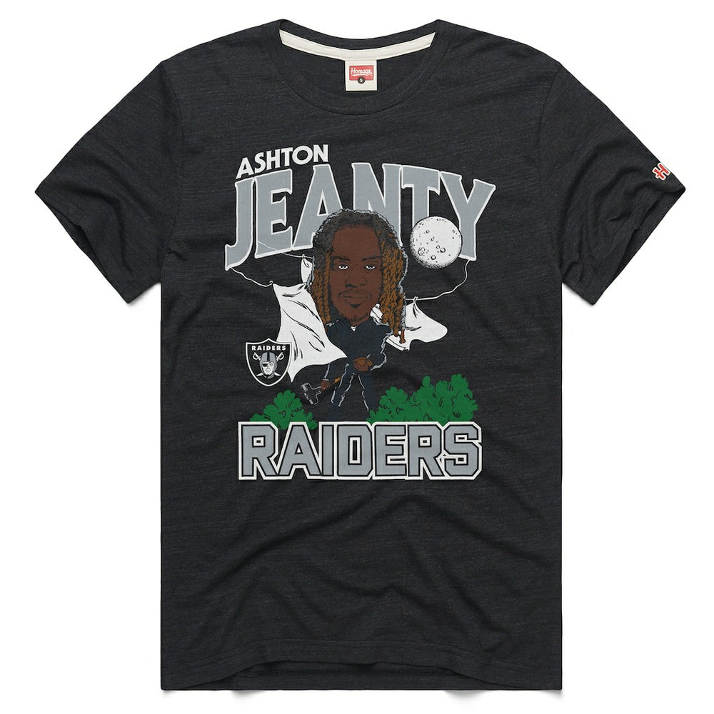 Las Vegas Raiders Ashton Jeanty  Homage Unisex Caricature Player Graphic Tri-Blend T-Shirt | NFL Near me