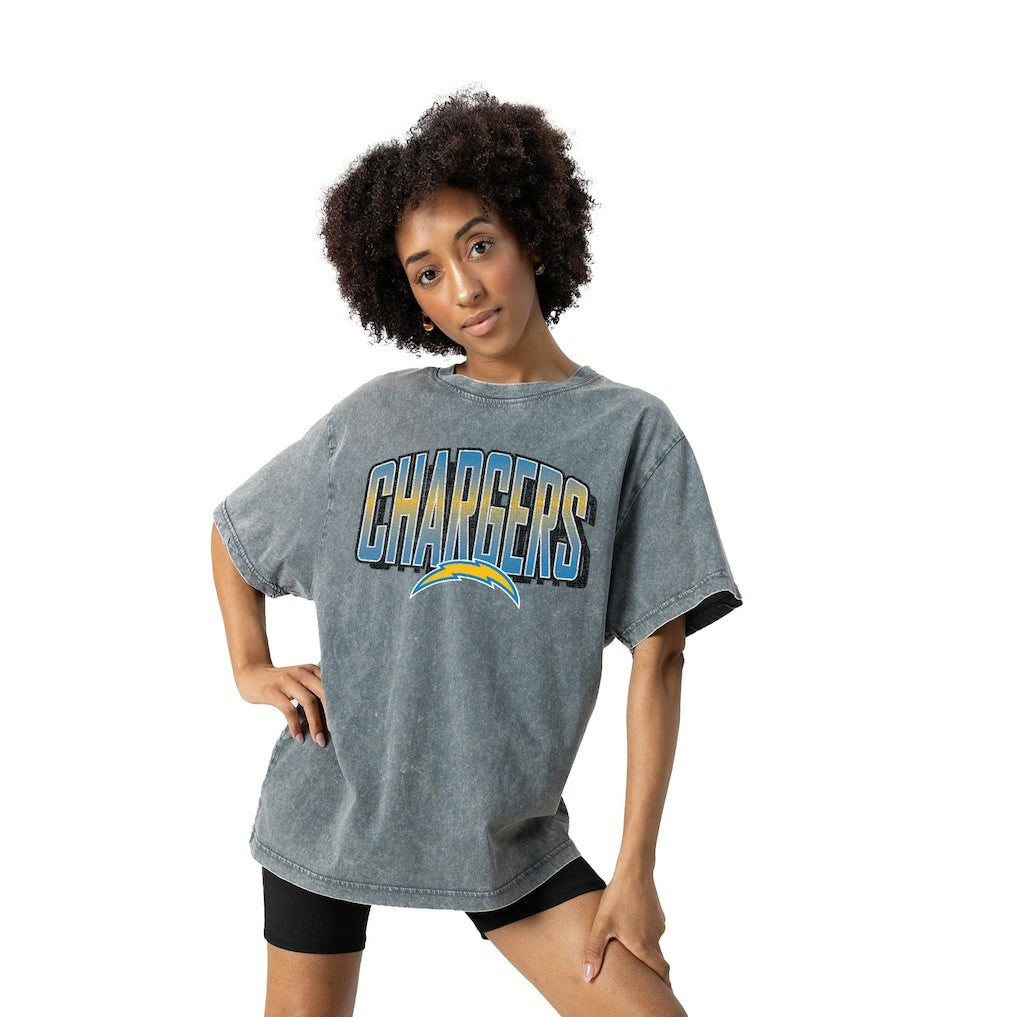 Los Angeles Chargers Gameday Couture Women's Peak Performance Oversized Snow Wash T-Shirt | NFL Online