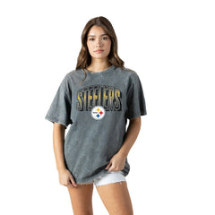 Pittsburgh Steelers Gameday Couture Women's Peak Performance Oversized Snow Wash T-Shirt | NFL Hot