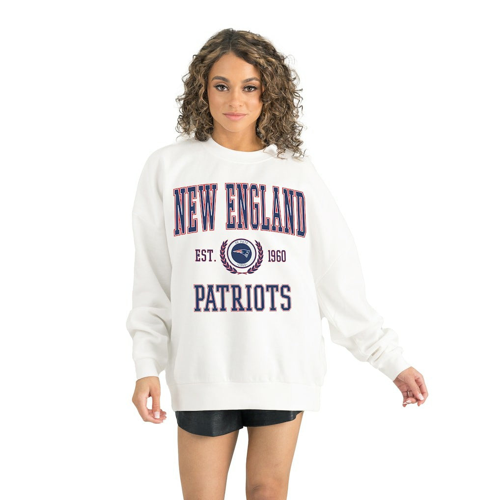 New England Patriots Gameday Couture Women's Timeless Triumph Premium Fleece Pullover Sweatshirt | NFL On sale
