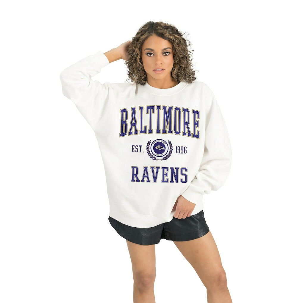 Baltimore Ravens Gameday Couture Women's Timeless Triumph Premium Fleece Pullover Sweatshirt | NFL New