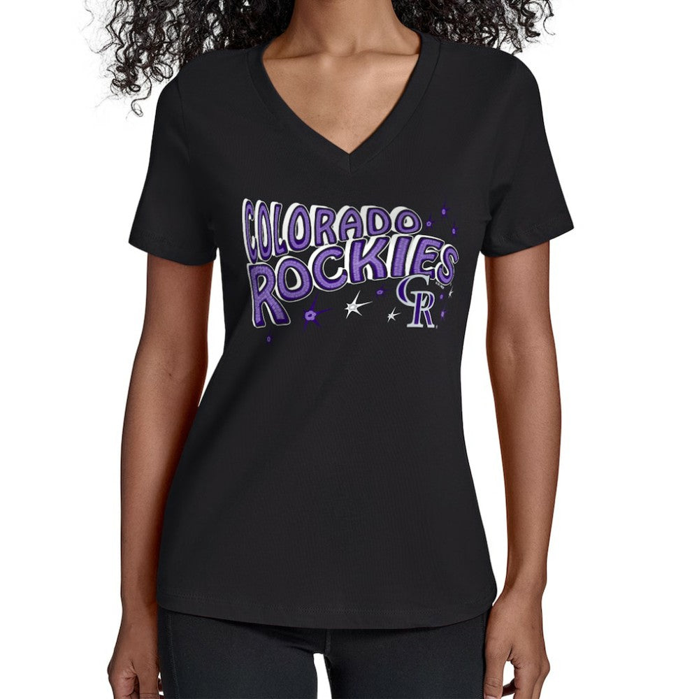 Colorado Rockies Starter Women's Fireworks V-Neck T-Shirt - MLB T-shirts