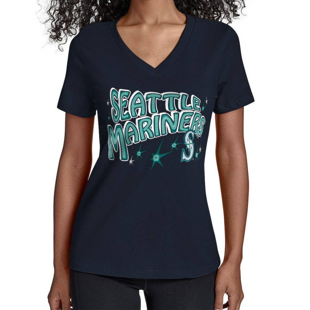 Seattle Mariners Starter Women's Fireworks V-Neck T-Shirt - MLB T-shirts