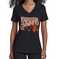San Francisco Giants Starter Women's Fireworks V-Neck T-Shirt - MLB T-shirts