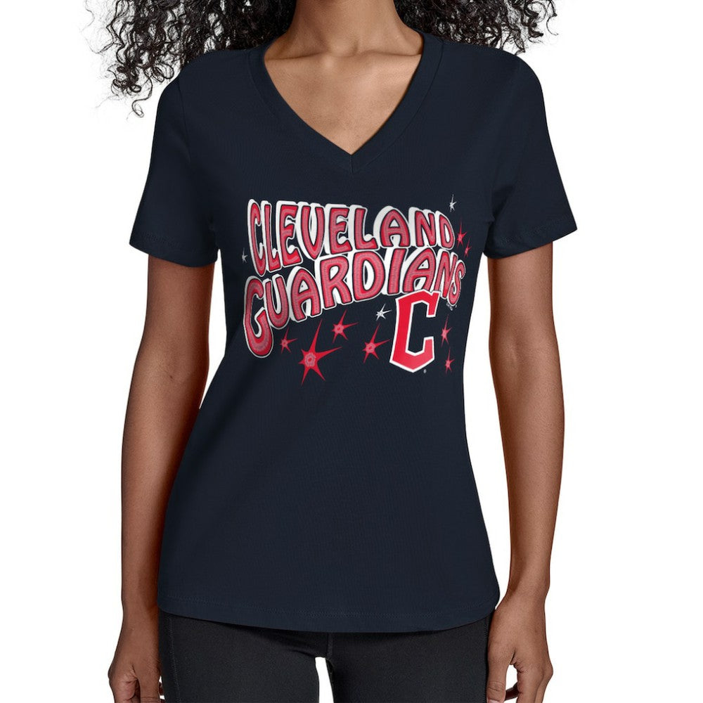 Cleveland Guardians Starter Women's Fireworks V-Neck T-Shirt - MLB T-shirts