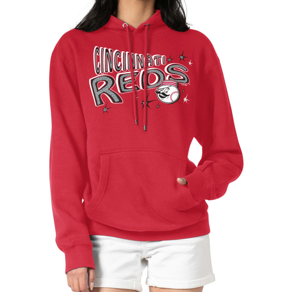 Cincinnati Reds Starter Women's Fireworks Fleece Tri-Blend Pullover Hoodie - MLB Hoodies