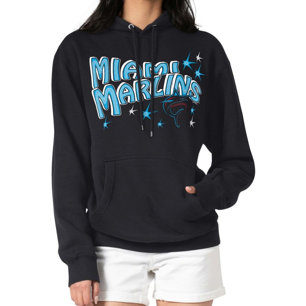 Miami Marlins Starter Women's Fireworks Fleece Tri-Blend Pullover Hoodie - MLB Hoodies