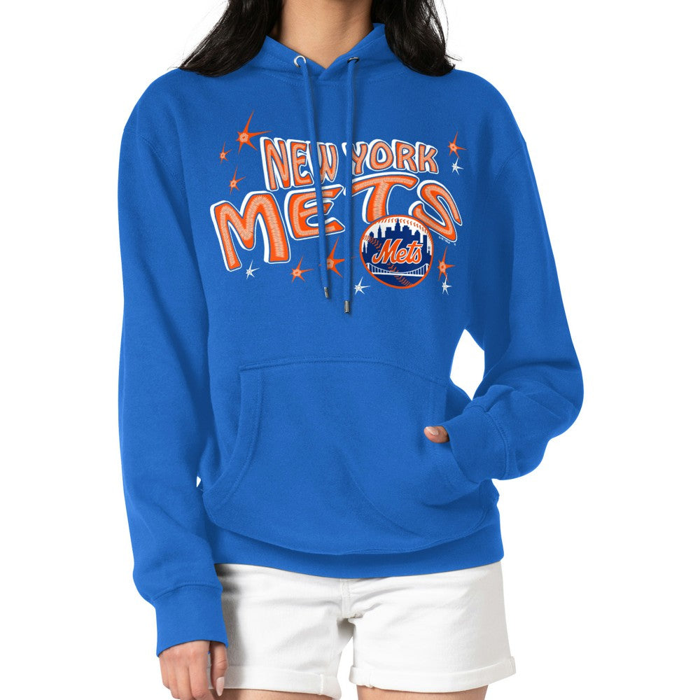New York Mets Starter Women's Fireworks Fleece Tri-Blend Pullover Hoodie - MLB Hoodies