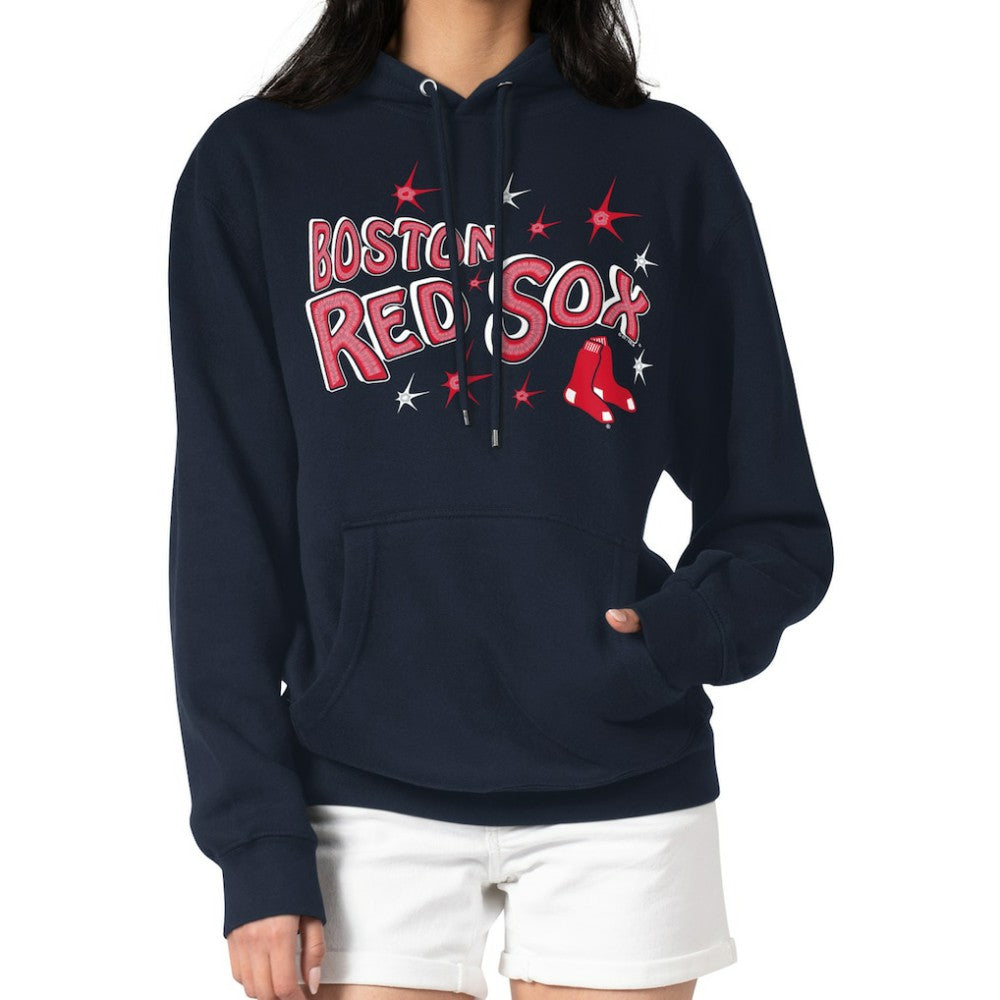 Boston Red Sox Starter Women's Fireworks Fleece Tri-Blend Pullover Hoodie - MLB Hoodies