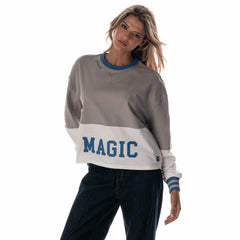 Gray Orlando Magic The Wild Collective Women's Cropped Long-Sleeve Fashion Crewneck Sweatshirt | NBA