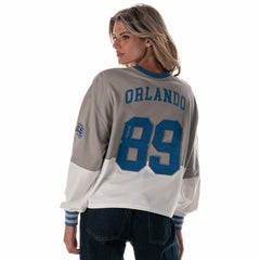 Gray Orlando Magic The Wild Collective Women's Cropped Long-Sleeve Fashion Crewneck Sweatshirt | NBA