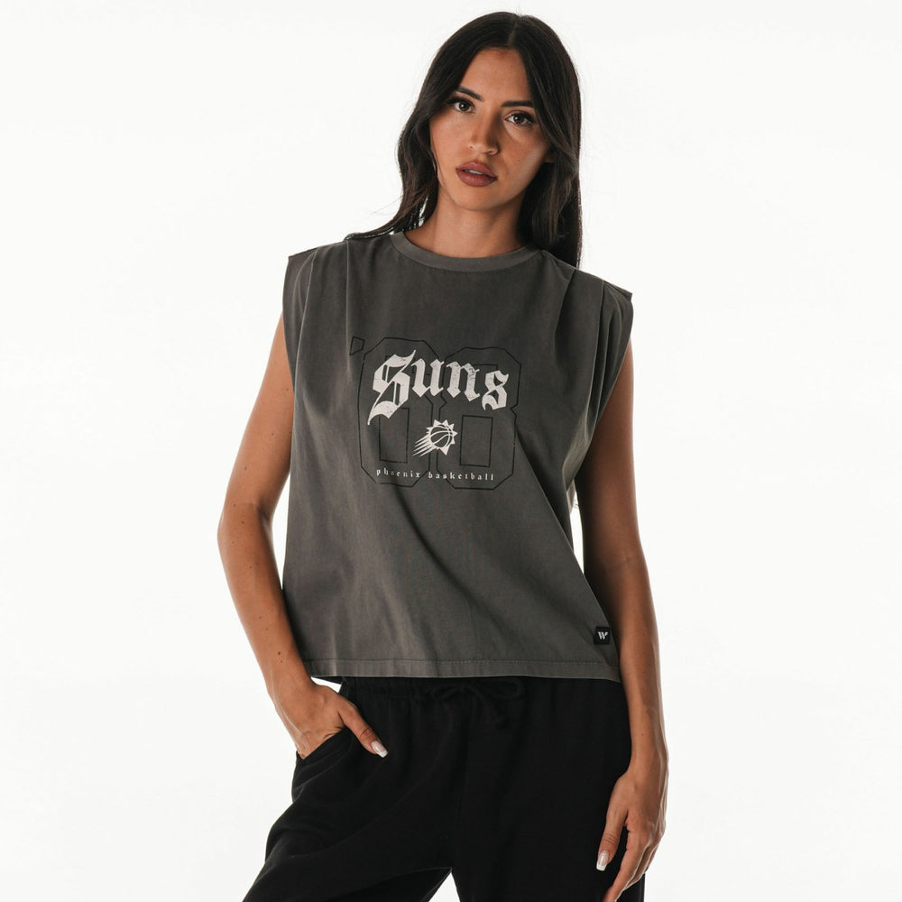 Gray Phoenix Suns The Wild Collective Unisex 2025/26 City Edition Boxy Cropped Darted Tank Top | NBA
